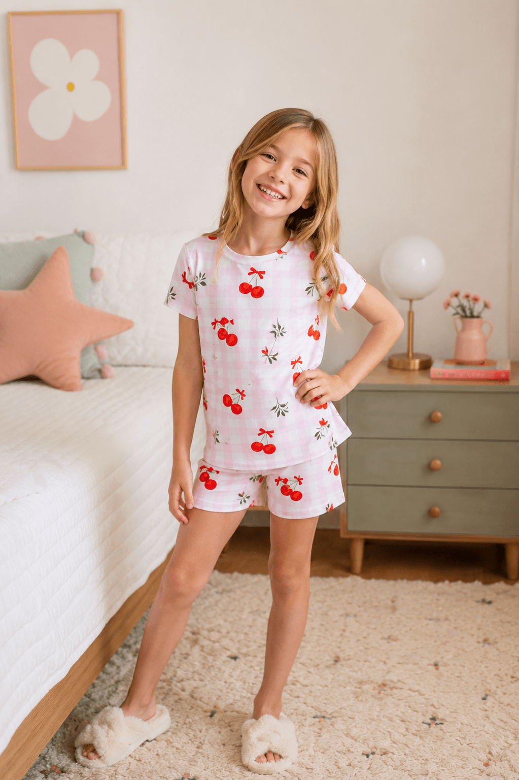 Pijama Short Quadriculado Cereja